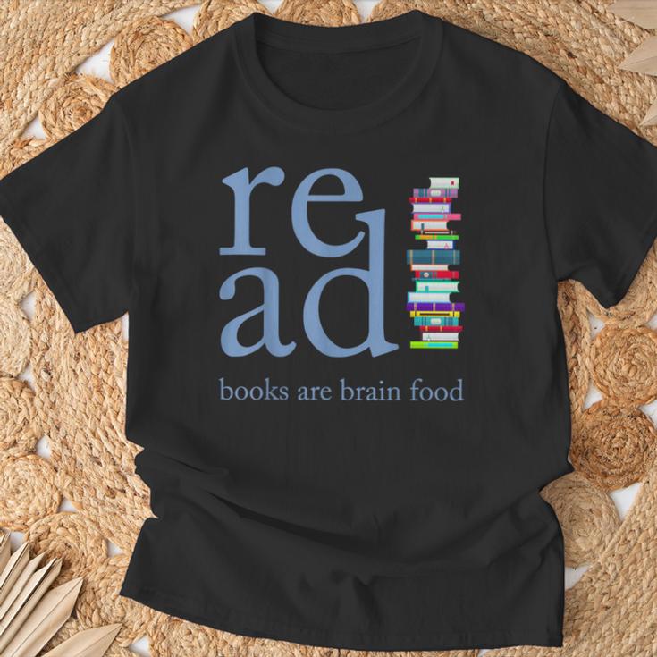 Read Because Books Are Brain Food Reading Rocks Literary Tee T-Shirt Gifts for Old Men