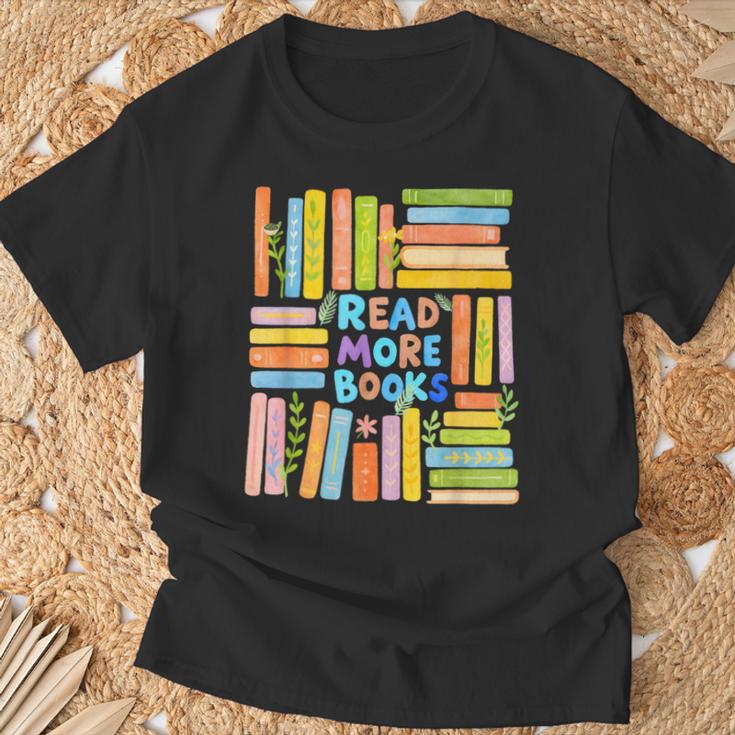 Read More Books Colorful Watercolor Reader T-Shirt Gifts for Old Men