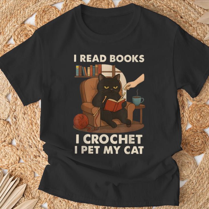Read Books Crochet & Pet Lazy Cat Coffee T-Shirt Gifts for Old Men