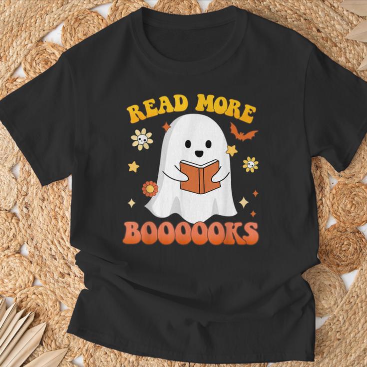 Read More Books With Ghost For Halloween Teacher Costume T-Shirt Gifts for Old Men
