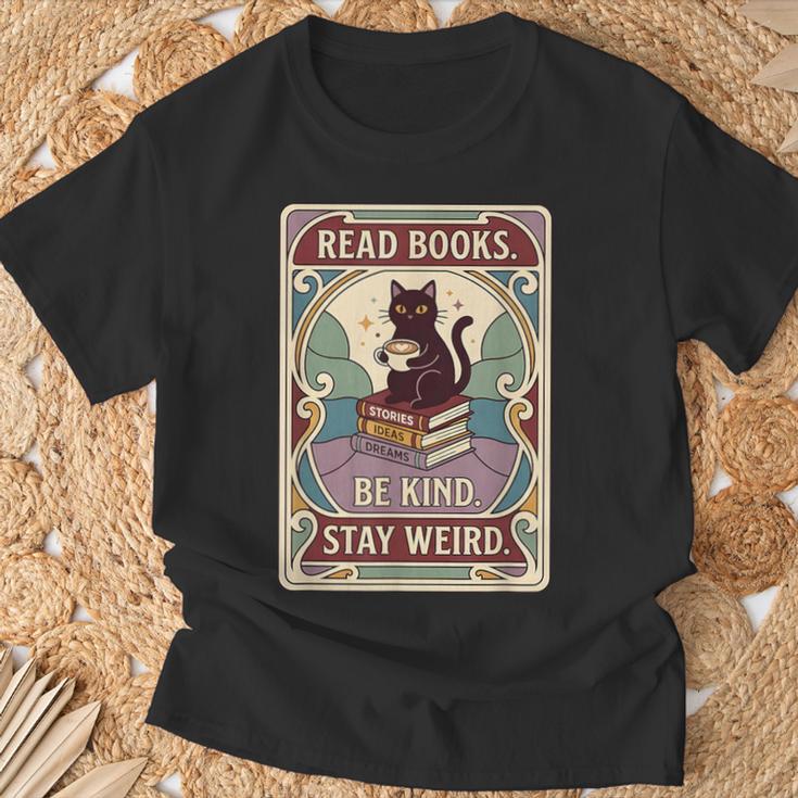 Read Books Be Kind Stay Weird Cat Tarot Card Coffee Reading T-Shirt Gifts for Old Men Read Books Be Kind Stay Weird Cat Tarot Card Coffee Reading T-Shirt Gifts for Old Men