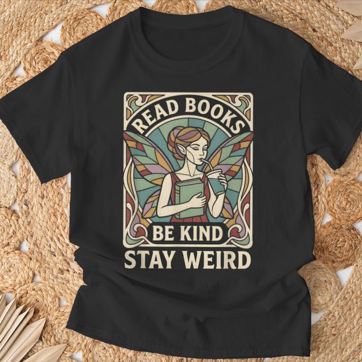 Read Books Be Kind Stay Weird Tarot Fairy Coffee Reading FAE T-Shirt Gifts for Old Men