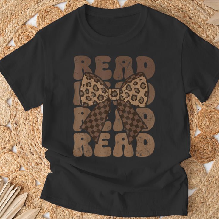 Read Coquette Bow Retro Western Groovy Leopard Reading T-Shirt Gifts for Old Men Read Coquette Bow Retro Western Groovy Leopard Reading T-Shirt Gifts for Old Men