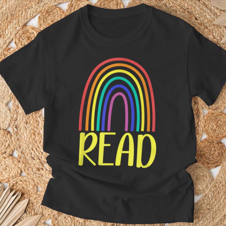 READ Rainbow Read Librarian Teacher Book Readers Reading T-Shirt Gifts for Old Men