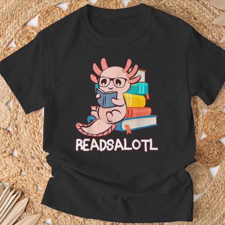 Readalotl a Kawaii Axolotl Reading a Book As Readsalotl T-Shirt Gifts for Old Men Readalotl a Kawaii Axolotl Reading a Book As Readsalotl T-Shirt Gifts for Old Men