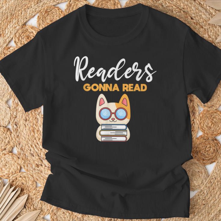 Readers Gonna Read Cat & Book Lover T-Shirt Gifts for Old Men