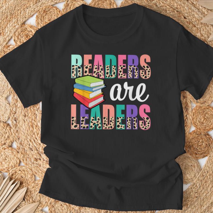 Readers Are Leaders Boho Leopard Book Lover Back To School T-Shirt Gifts for Old Men