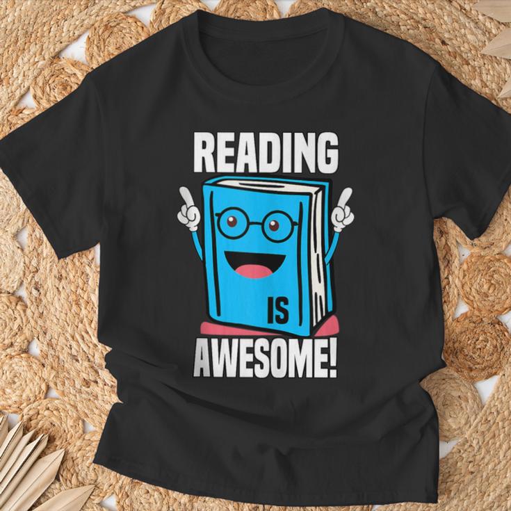 Reading Is Awesome Book Nerd Librarian T-Shirt Gifts for Old Men