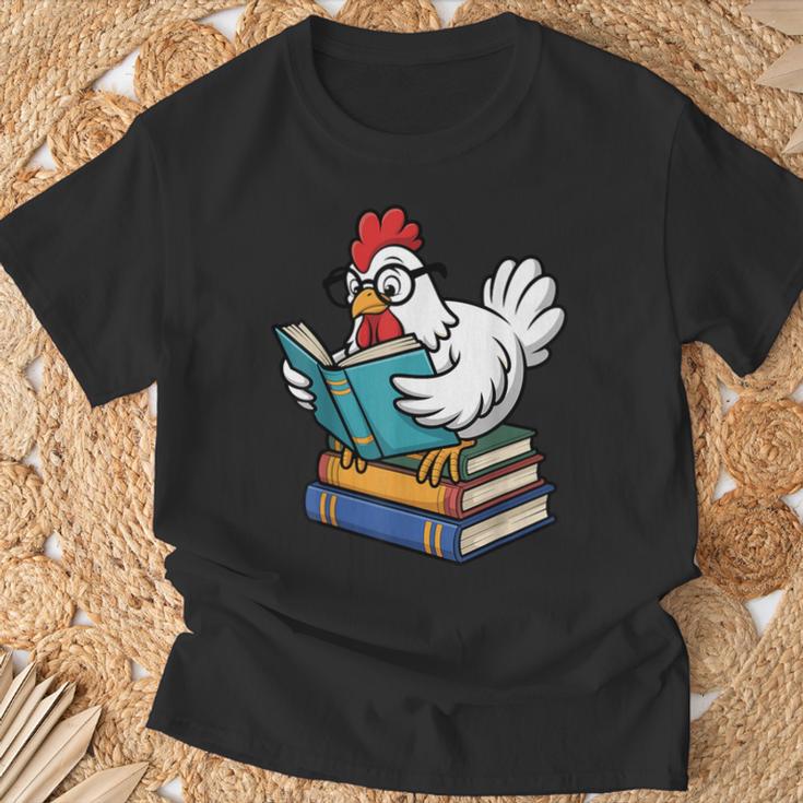 Reading Chicken Bookworm Cute Chicken With Glasses Books T-Shirt Gifts for Old Men
