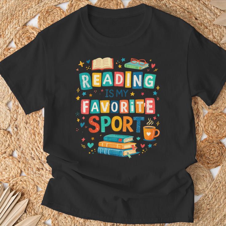 Reading Is My Favorite Sport Colorful Books Readers Teachers T-Shirt Gifts for Old Men