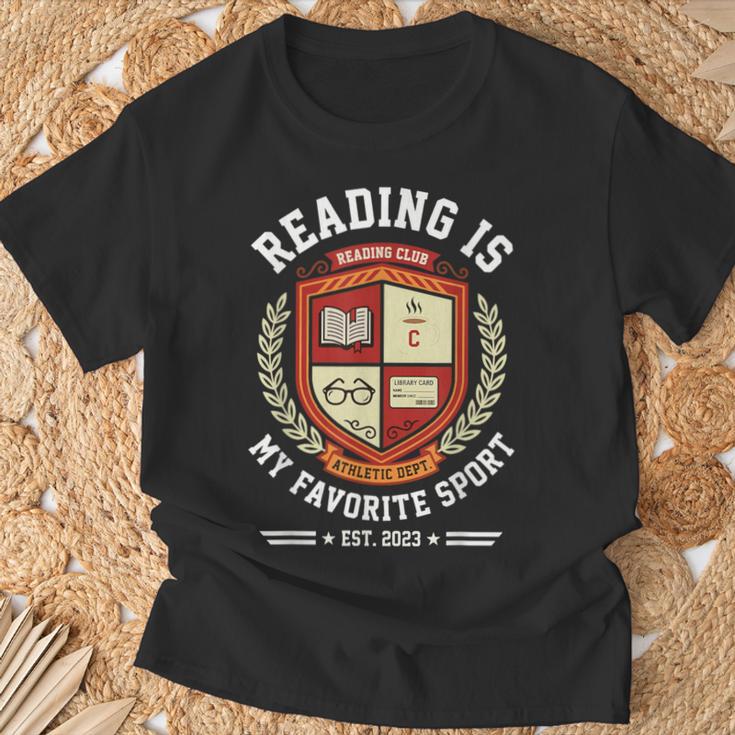 Reading Is My Favorite Sport Varsity Reading Club Book T-Shirt Gifts for Old Men