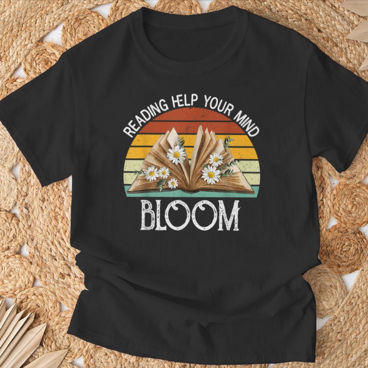 Reading Helps Your Mind Bloom Book Reading Book Lover T-Shirt Gifts for Old Men