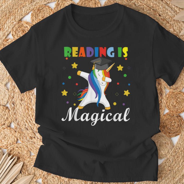 Reading Is Magical Book Lover Unicorn Student Teacher For Men Women Kids T-Shirt Gifts for Old Men