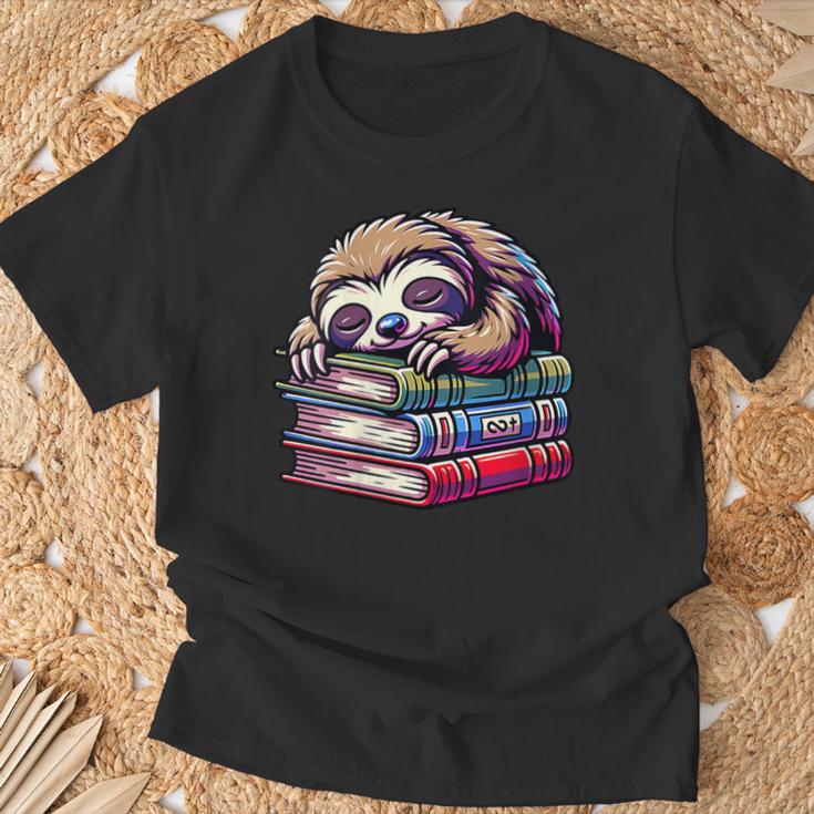 Reading Muffler Sloth On Stack Of Books T-Shirt Gifts for Old Men Reading Muffler Sloth On Stack Of Books T-Shirt Gifts for Old Men
