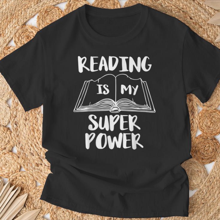 Reading Is My Super Power Books Reading T-Shirt Gifts for Old Men