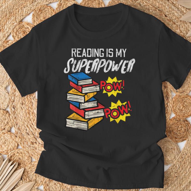 Reading Is My Superpower Book Lover Bookworm Librarian T-Shirt Gifts for Old Men