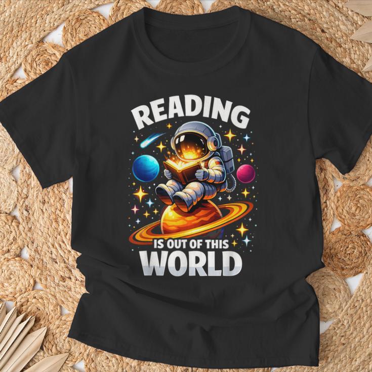 Reading Is Out Of This World Astronaut Book Lover Teacher T-Shirt Gifts for Old Men