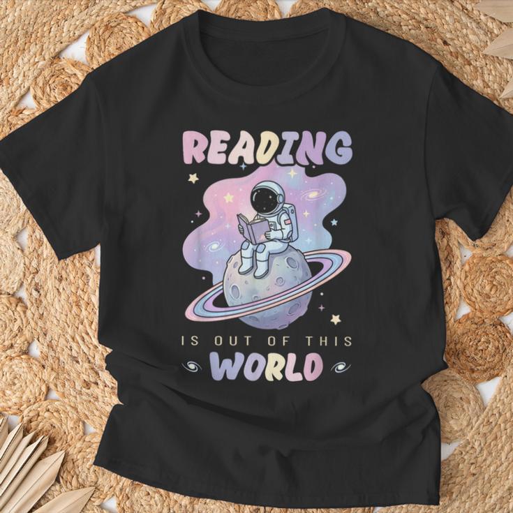 Reading Is Out Of This World Astronaut Space Book Lover T-Shirt Gifts for Old Men