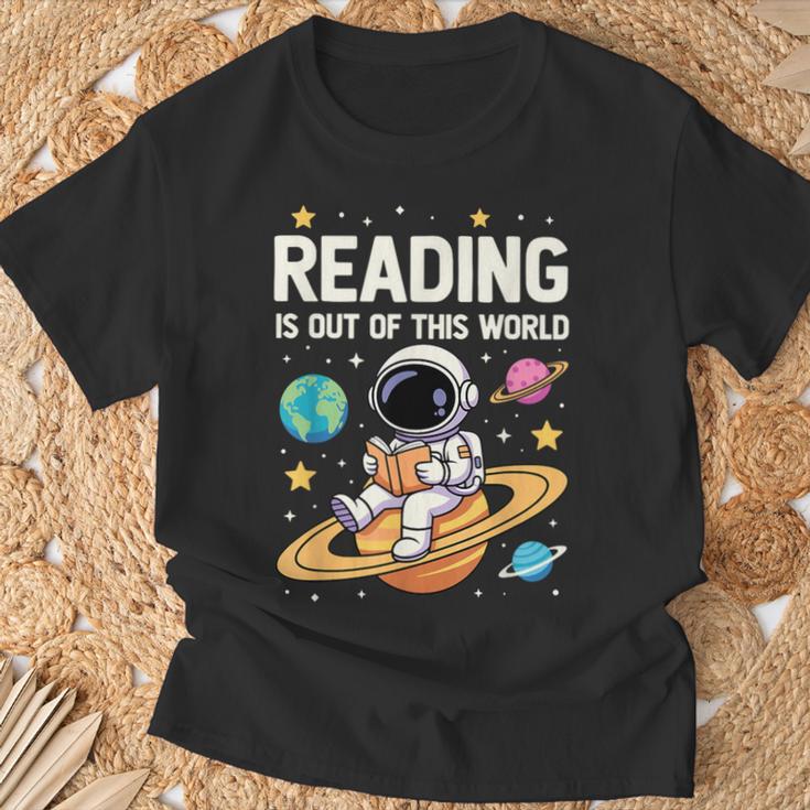 Reading Is Out Of This World Cute Astronaut Books Lover T-Shirt Gifts for Old Men