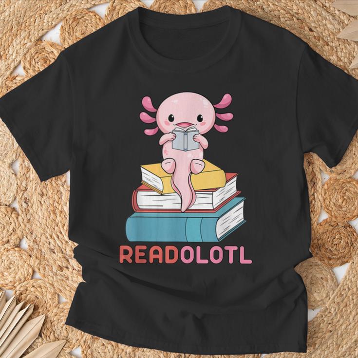 Readolotl Cute Read Axolotl Book Lover Librarian Bookworm T-Shirt Gifts for Old Men