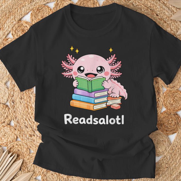 Readsalotl Axolotl Book Reading T-Shirt Gifts for Old Men