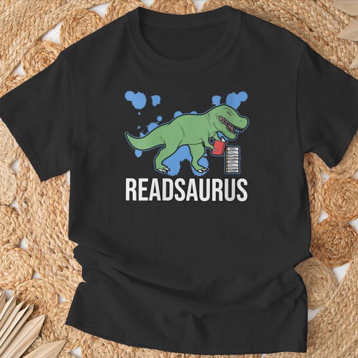 Readsaurus Reader Book Tyrannosaurus T-Rex Dinosaur Jurassic T-Shirt Gifts for Old Men