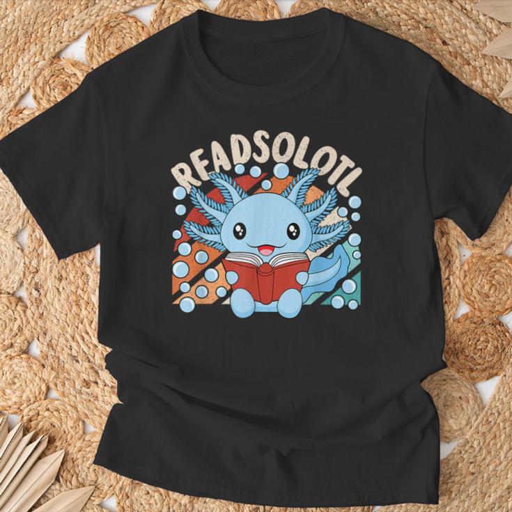 Readsolotl Axolotl Axolotl Lover Kawaii Reading Book T-Shirt Gifts for Old Men
