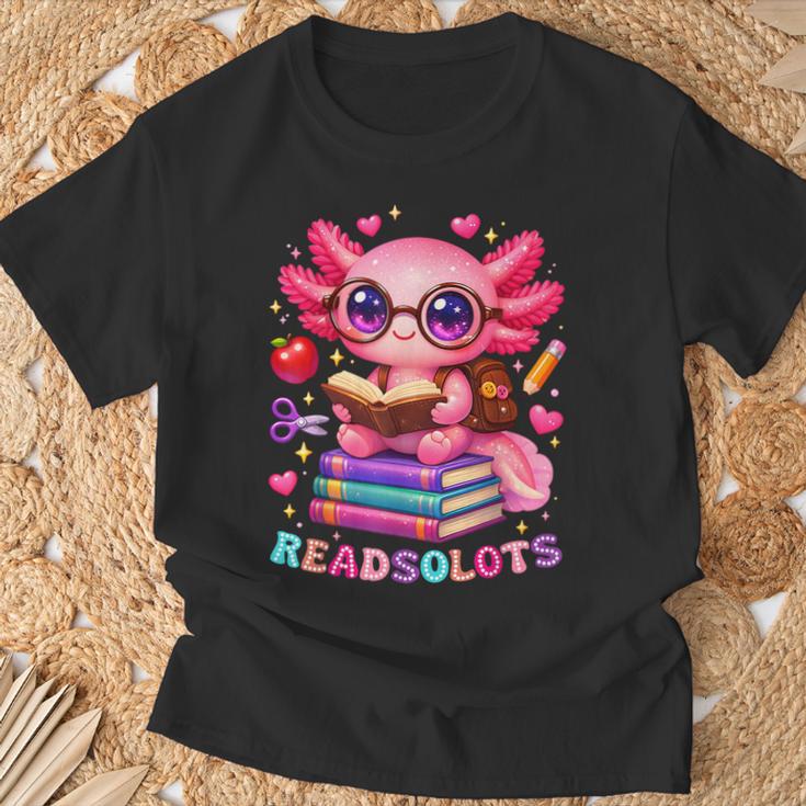 Readsolotl Axolotl Reading Book Lover Teacher Kids T-Shirt Gifts for Old Men