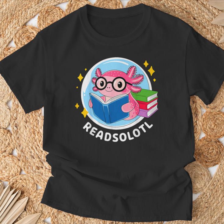 Readsolotl Axolotl Reading Book T-Shirt Gifts for Old Men
