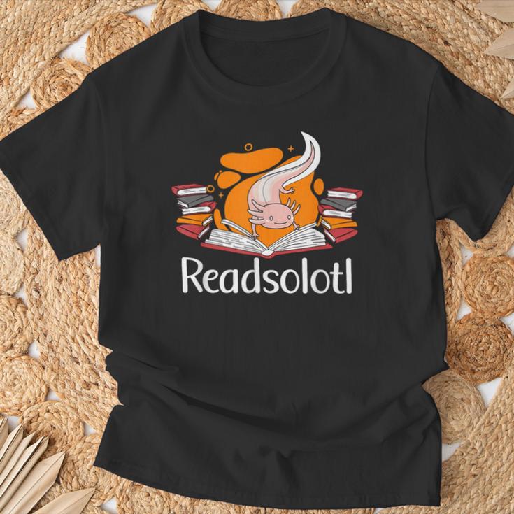 Readsolotl Book Lover & Axolotl T-Shirt Gifts for Old Men