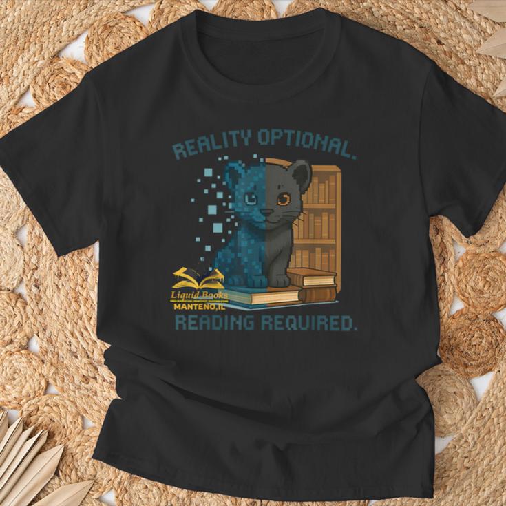 Reality Optional Reading Required Gamer Panther Book T-Shirt Gifts for Old Men