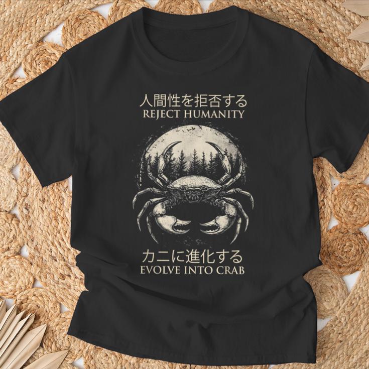 Reject Humanity Evolve To Crab 皮肉 Tシャツ 高齢者への贈り物