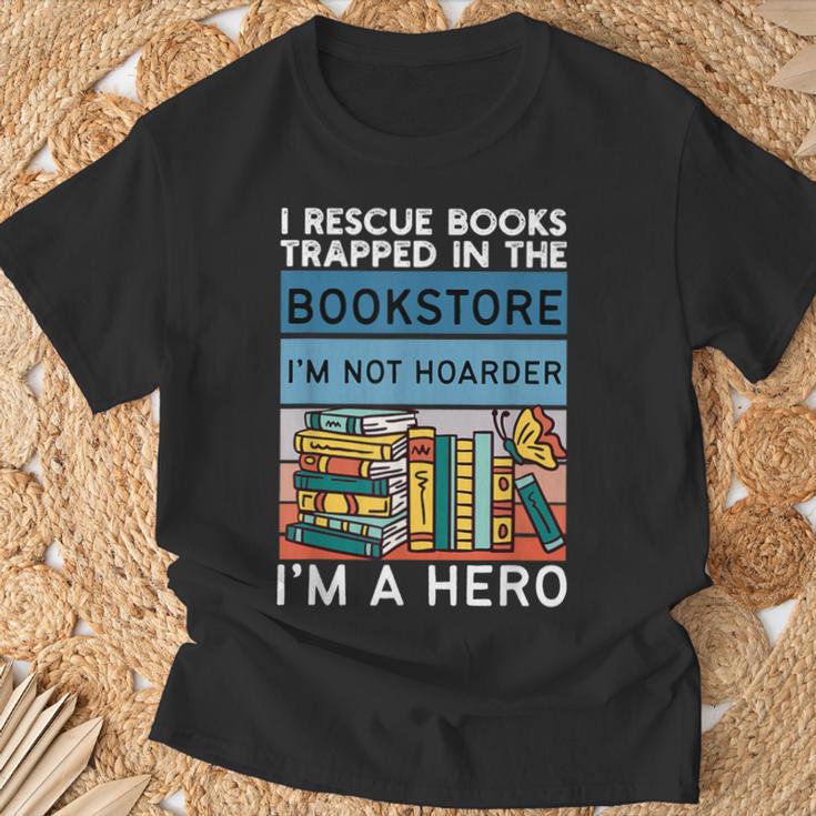 I Rescue Books And Trapped In The Bookstore Retro Bookreader T-Shirt Gifts for Old Men