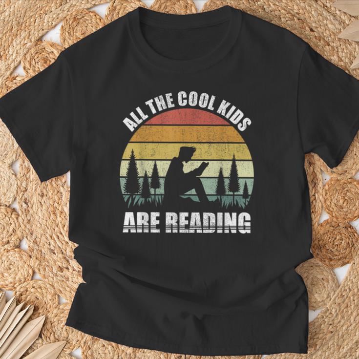 Retro All The Cool Kids Are Reading Book Shirt Vintage T-Shirt Gifts for Old Men