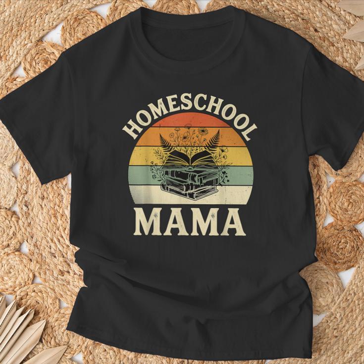 Retro Floral Homeschool Mama Wildflower Book Stack Aesthetic T-Shirt Gifts for Old Men
