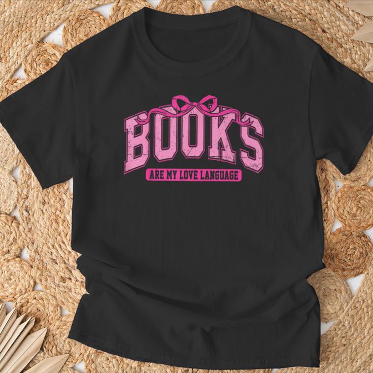Retro Pink Coquette Bow Valentine Book Lover Varsity T-Shirt Gifts for Old Men