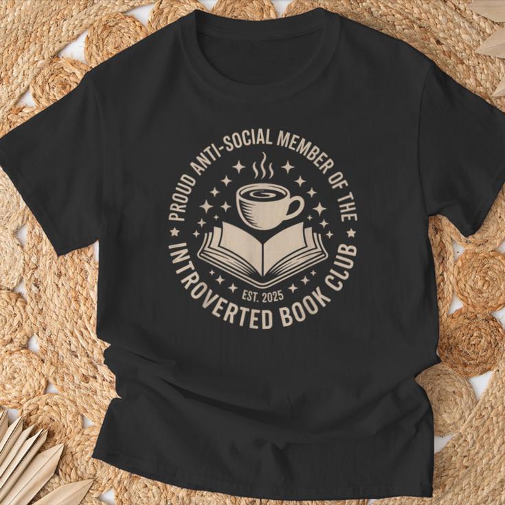 Retro Proud Introverted Book Club Anti Social Reader T-Shirt Gifts for Old Men