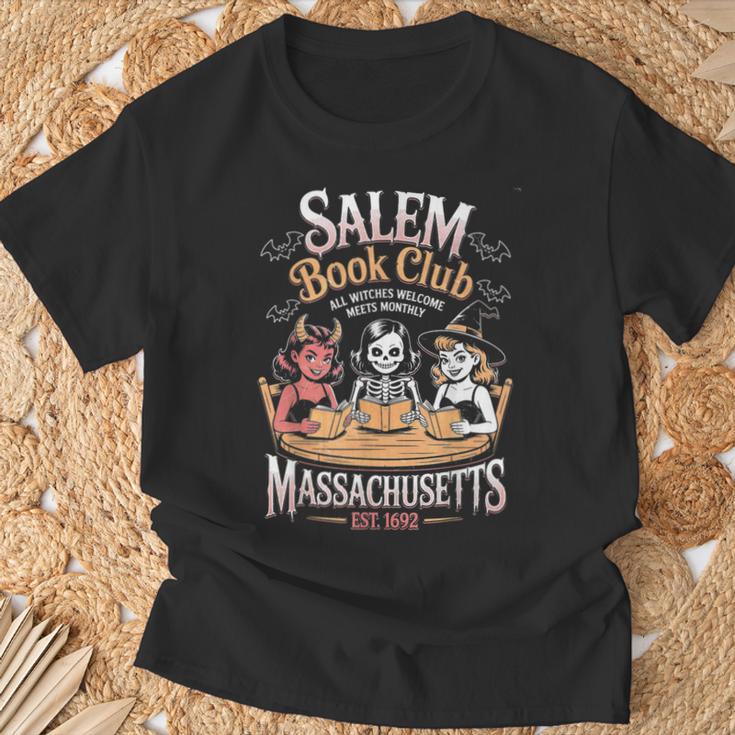 Retro Salem Book Club Bookish Witchy Spooky Halloween T-Shirt Gifts for Old Men