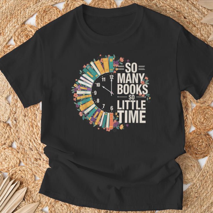 Retro So Many Books Little Time Book Clock Reading T-Shirt Gifts for Old Men