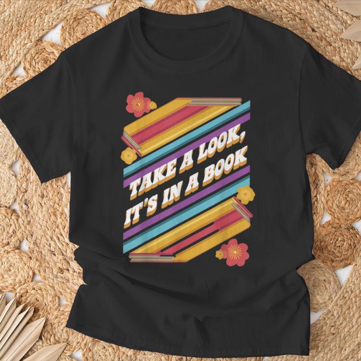 Retro Style Take a Look It's In a Book T-Shirt Gifts for Old Men