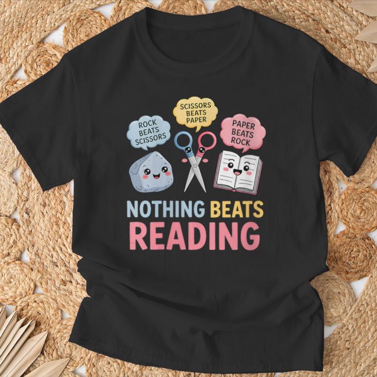 Rock Paper Scissors Nothing Beats Reading Book Lover T-Shirt Gifts for Old Men