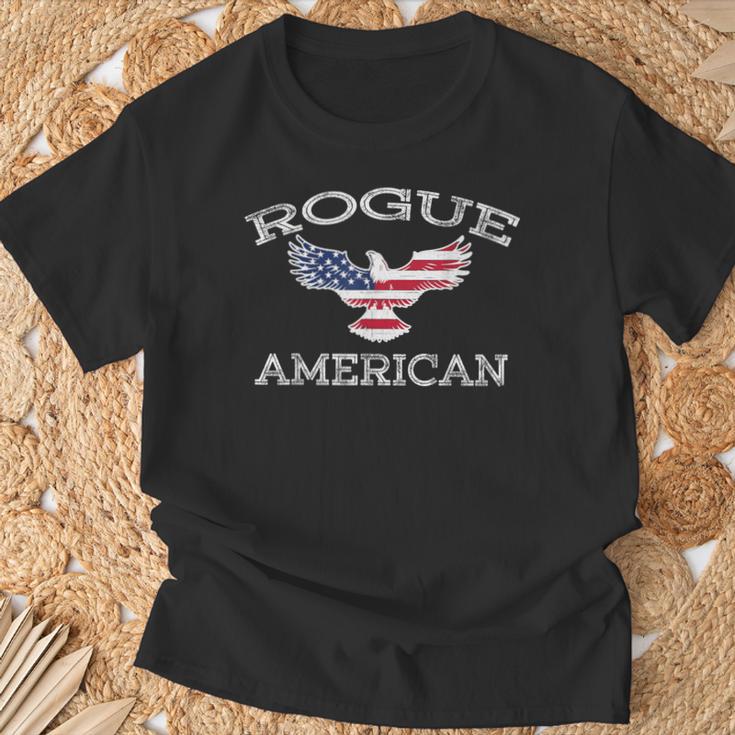 Rogue America ユーズド加工 アメリカ国旗 イーグル Tシャツ 高齢者への贈り物