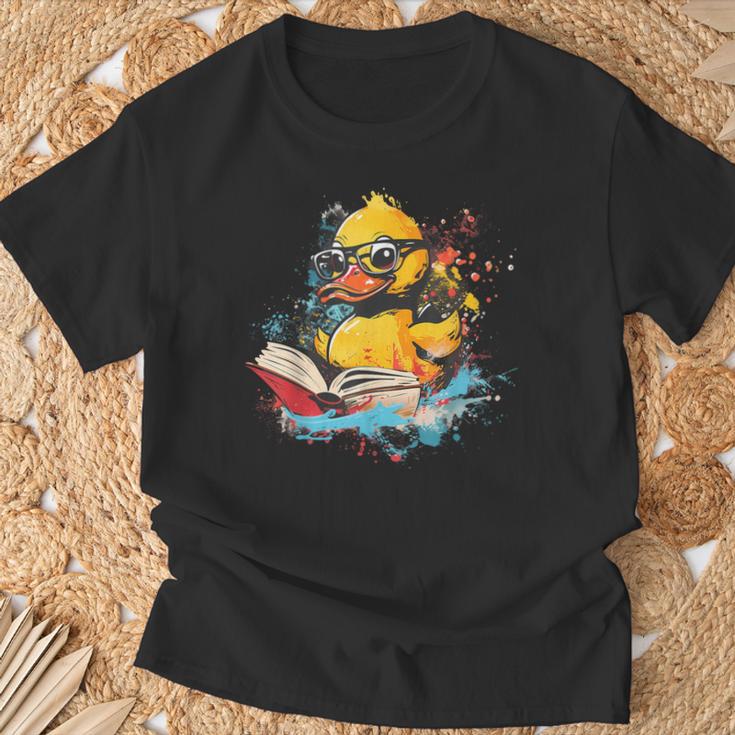 Rubber Duck Reading Book Rubber Duckie Rubber Duckling T-Shirt Gifts for Old Men