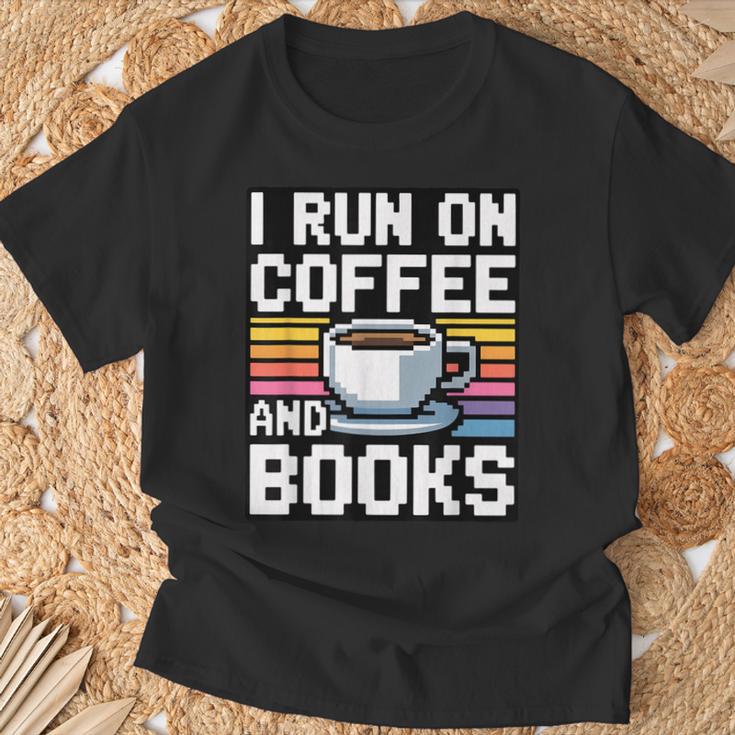 I Run On Coffee And Books T-Shirt Gifts for Old Men