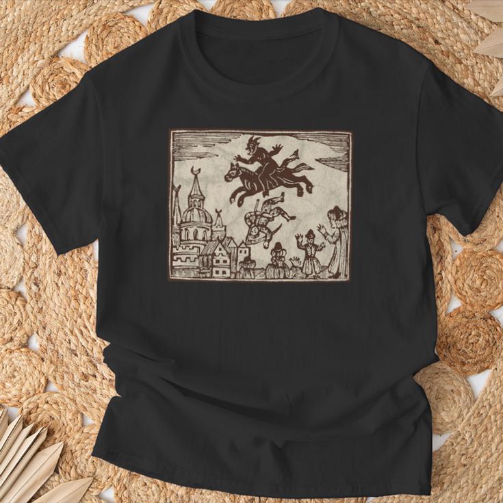 Satanic Occult Midnight Ride ゴスホラー 美的 木版画 長袖tシャツ Tシャツ 高齢者への贈り物