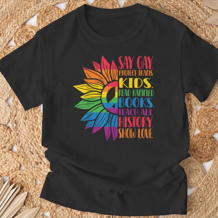 Say Gay Protect Trans Kids Read Banned Books Pride Month T-Shirt Gifts for Old Men Say Gay Protect Trans Kids Read Banned Books Pride Month T-Shirt Gifts for Old Men