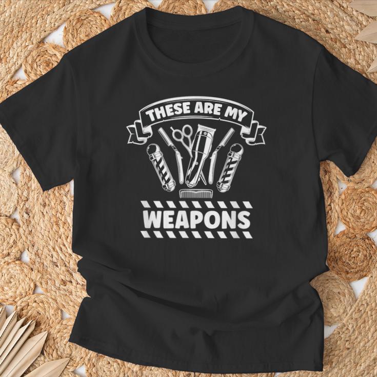 These Are My Weapons ヘアカット バーバー Tシャツ 高齢者への贈り物