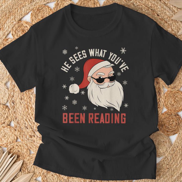 He Sees What You'Ve Been Reading Dirty Spicy Books Women T-Shirt Gifts for Old Men