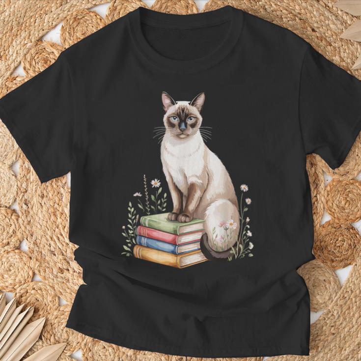 Siamese Cat Meezer Bookworm Flowers Book Reading Books T-Shirt Gifts for Old Men Siamese Cat Meezer Bookworm Flowers Book Reading Books T-Shirt Gifts for Old Men