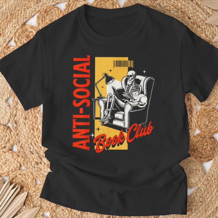 Skeleton Reads a Book Anti Social Book Club T-Shirt Gifts for Old Men Skeleton Reads a Book Anti Social Book Club T-Shirt Gifts for Old Men